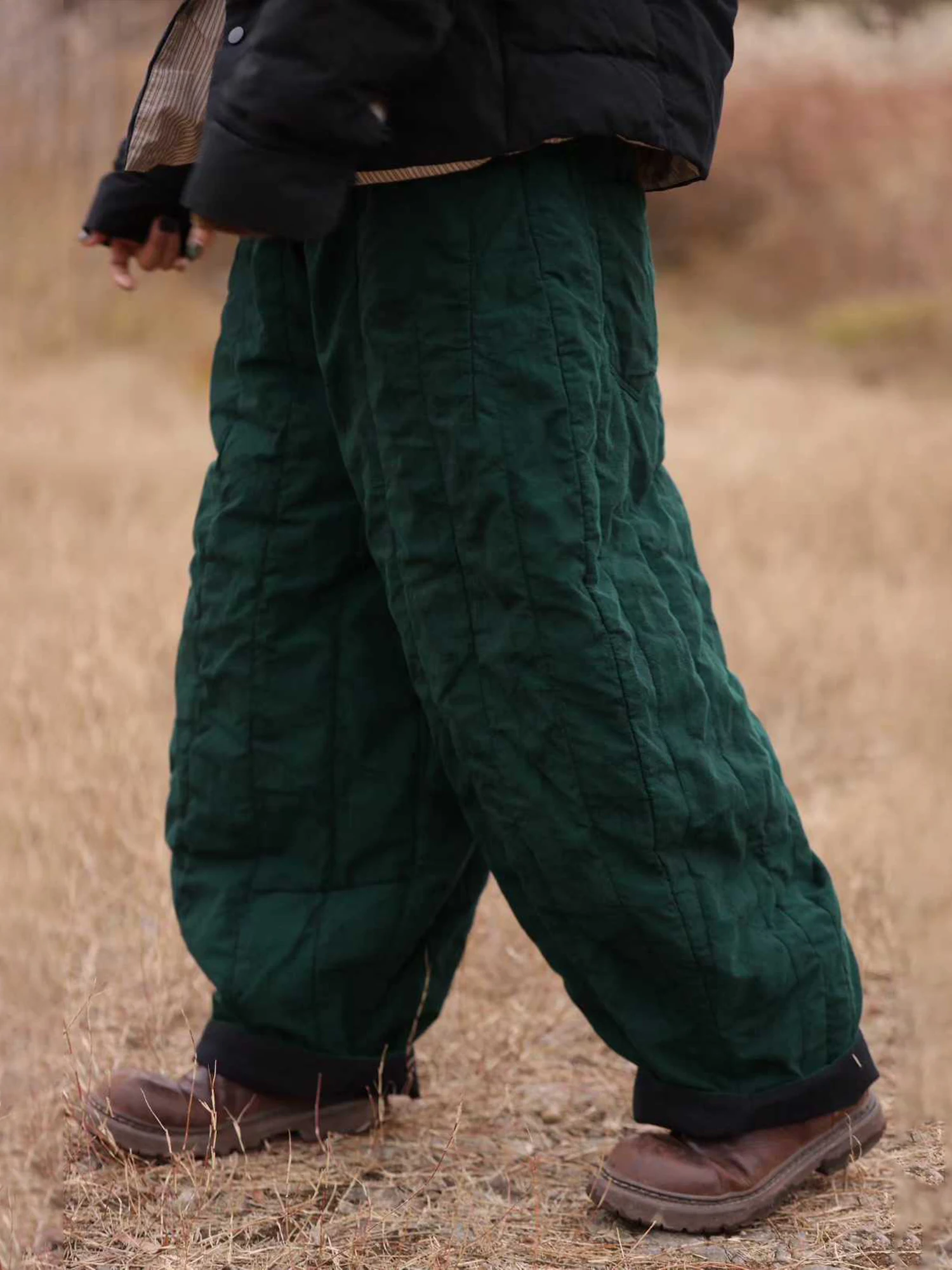 

Повседневные брюки из высококачественного хлопка 749, женские прямые теплые брюки из смесового хлопка Koran Wood, размер L