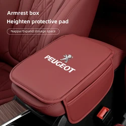 Leather Car Armrest Box Pad Central Arm Rest Storage Pocket Protective Cover For Peugeot 206 208 207 3008 308 2008 107 508 607