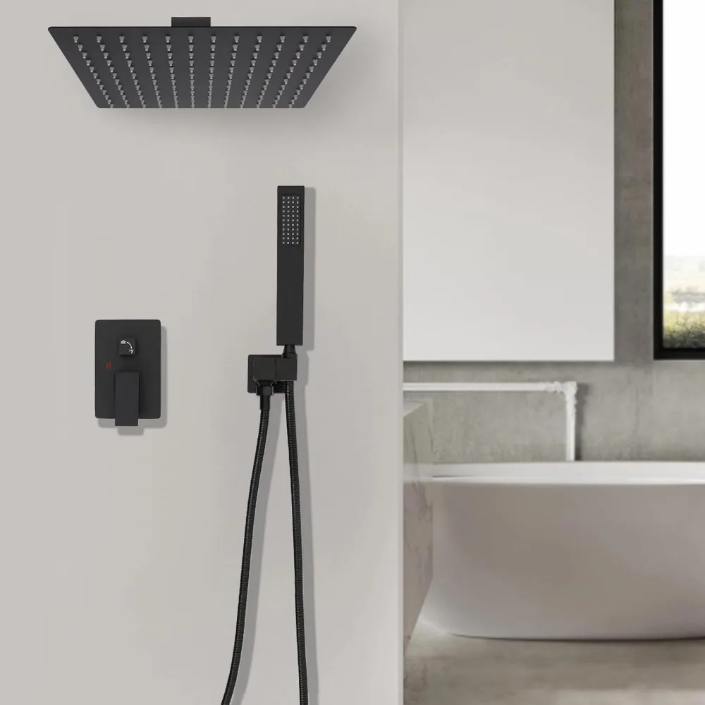 Badezimmer-Mischbatterie-Kombi-Set aus Edelstahl zur Wandmontage, Regenduschset, Regenduschset zur Wandmontage – Detail 1