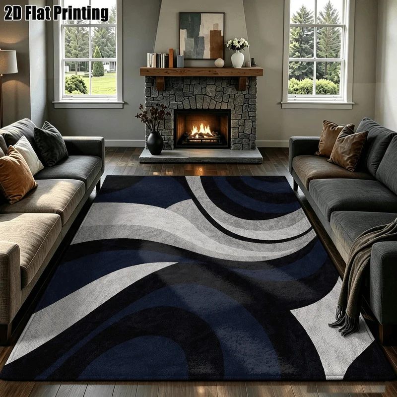 1Pc Modern Minimalist Abstract Wave Pattern Carpet, Machine Washable, Personalized Decoration, Essential for Light Luxury Home, Applicable to Living Room, Bedroom, Entryway, Office, Corridor and Other Areas
