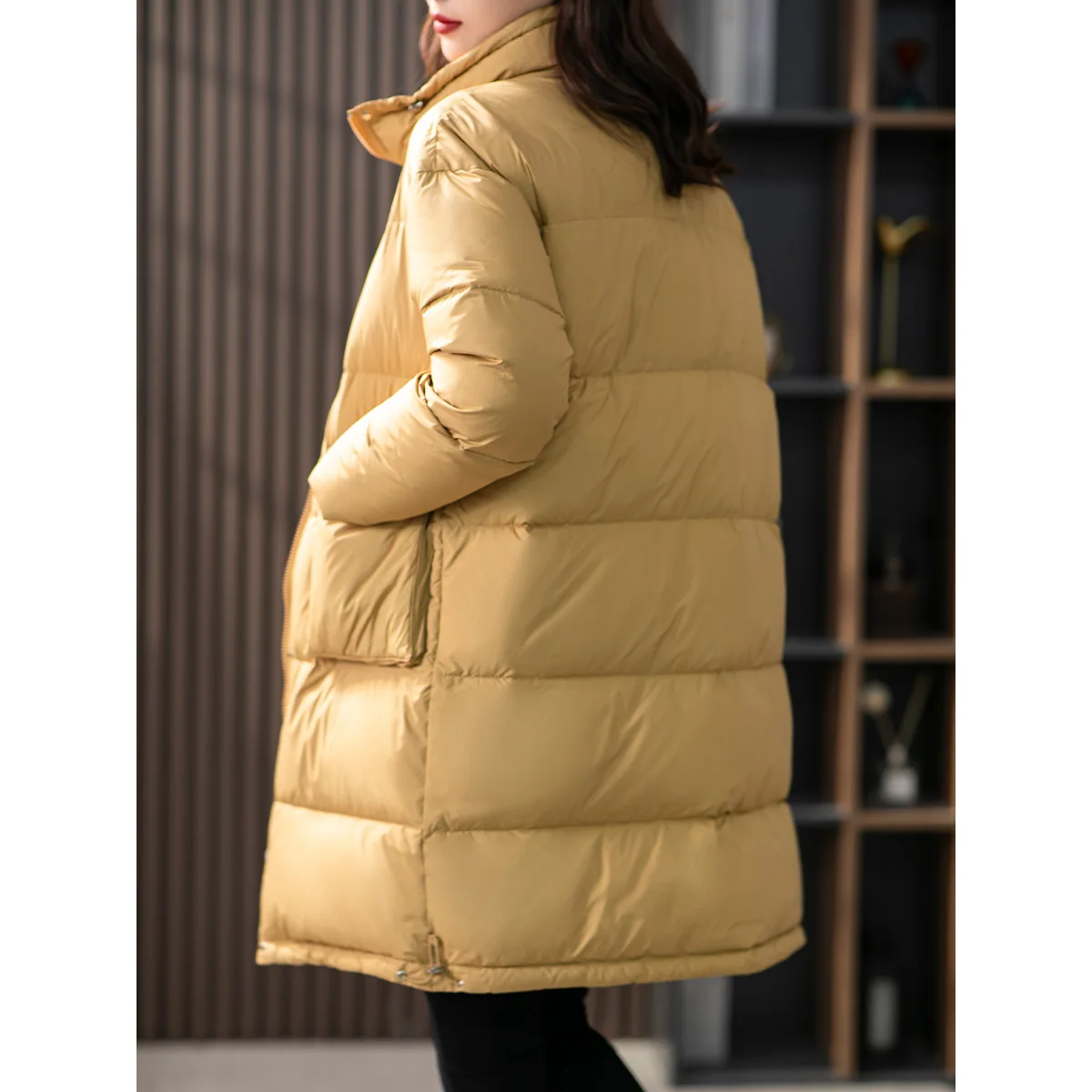 Women's Mid-Length down Jaet White Du Feather Thi Warm Faionable Versatile Korean Sle Commute Wind Winter New Arrival