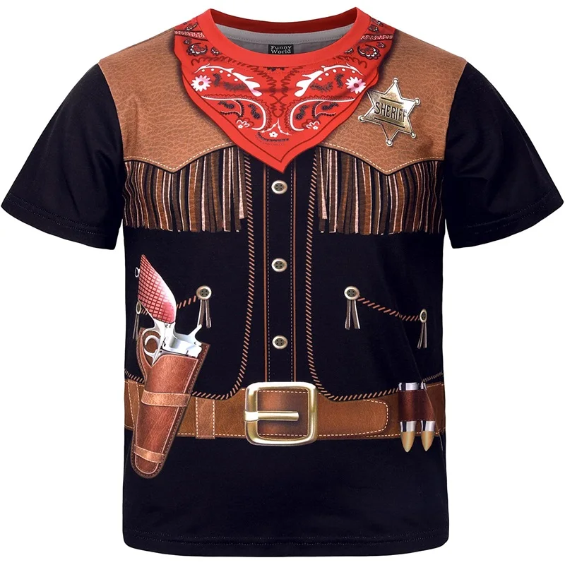 Men\'s Western Cowboy T-Shirts 3d Print Short Sleeve Graphic Funny Tshirt Casual Oversized Tee Tops Streetwear Mens Clothes