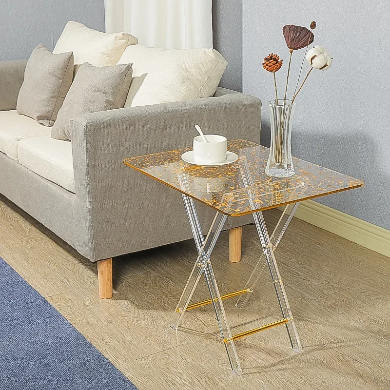High quality Middle Eastern Arabic style folding small dining table edge bronzing hot silver acrylic household goods wholesale