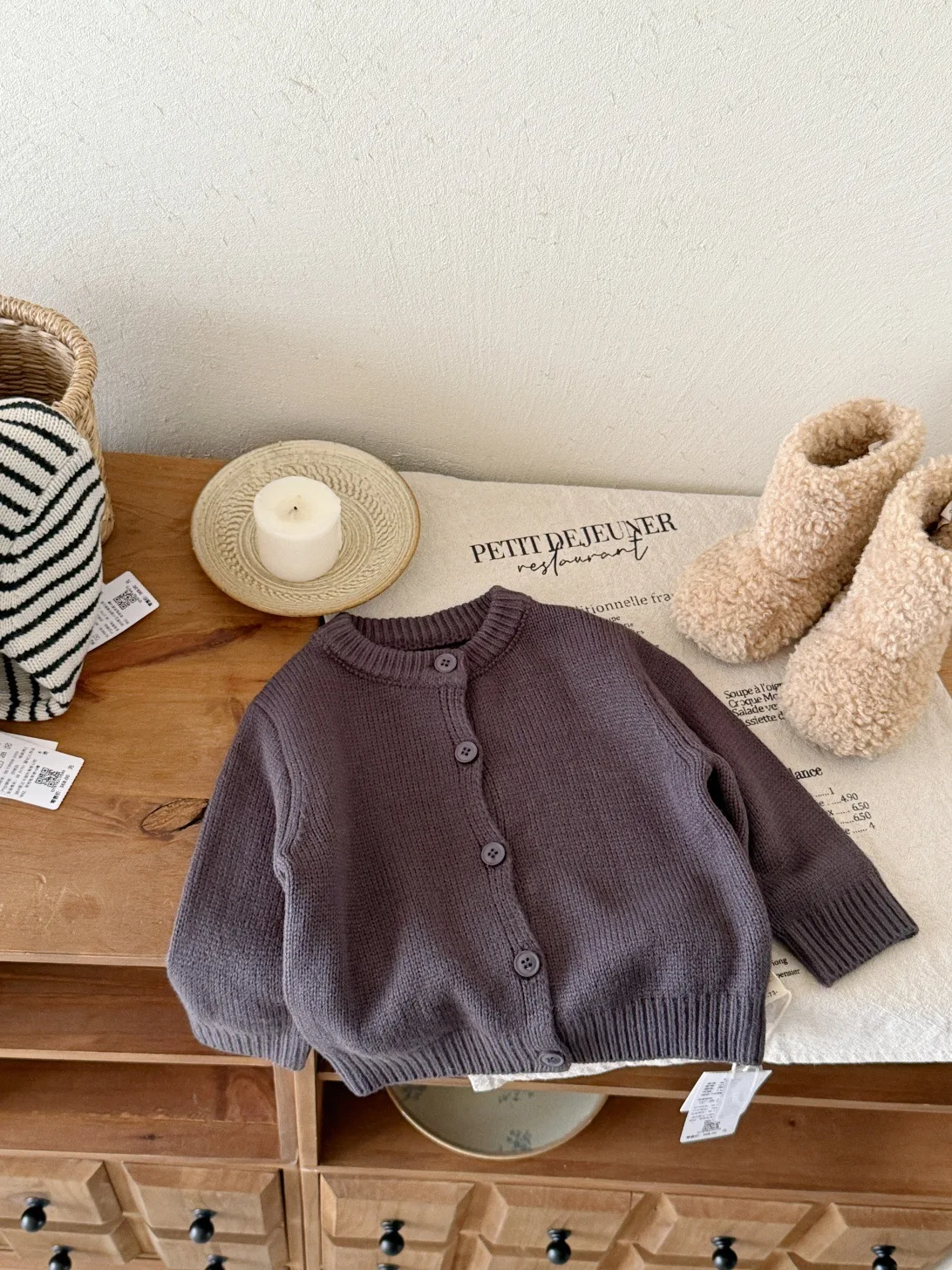 الرضع الفتيات سترة معطف طويل الأكمام الفتيان عادية مخطط تريكو ملابس الطفل 2025 الخريف جديد الأطفال سترة مشغولة من الصوف القطن #5