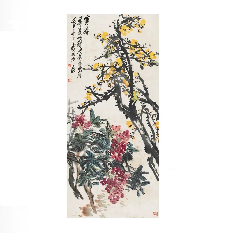 Plum blossoms and bamboo, with birds and flower, Chinese Painting, Print Art Canvas Poster, Living Room Decor, Home Wall Picture