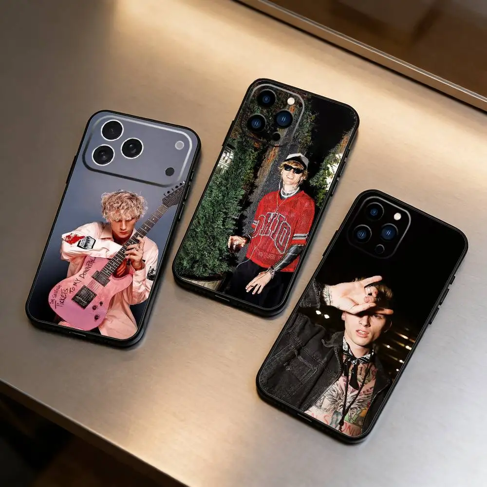 

MGK Machine Gun K-Kelly Phone Case For iPhone17,16,15,14,13,12 Plus,Max Soft Silicone Black Cover