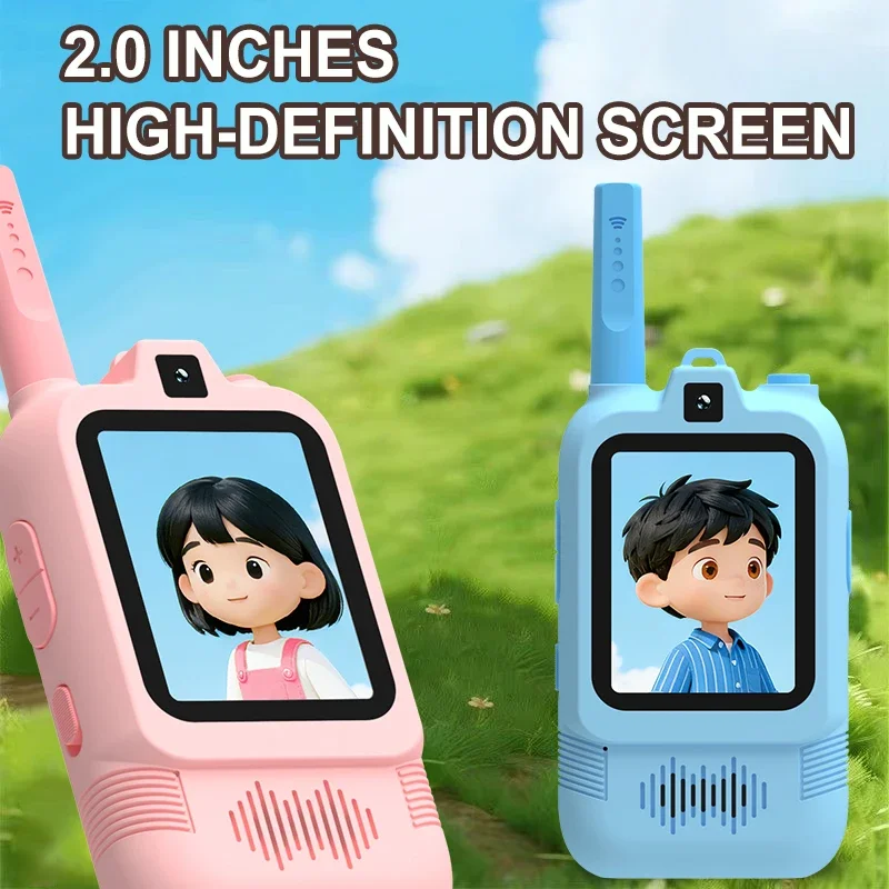 Walkie Talkie de vídeo para niños con pantalla HD de 2 ", cámara Dual, intercomunicador de llamada HD recargable con un solo clic para tecnología de dispositivos para niños