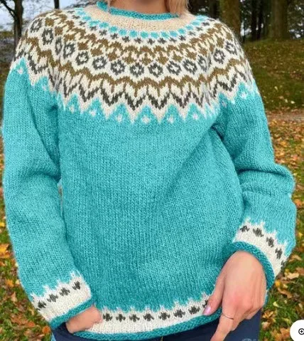 2025 suéter de punto para mujer, cuello redondo, manga larga, cálido, suelto, estilo de moda euroamericano, ropa informal elegante de invierno para mujer