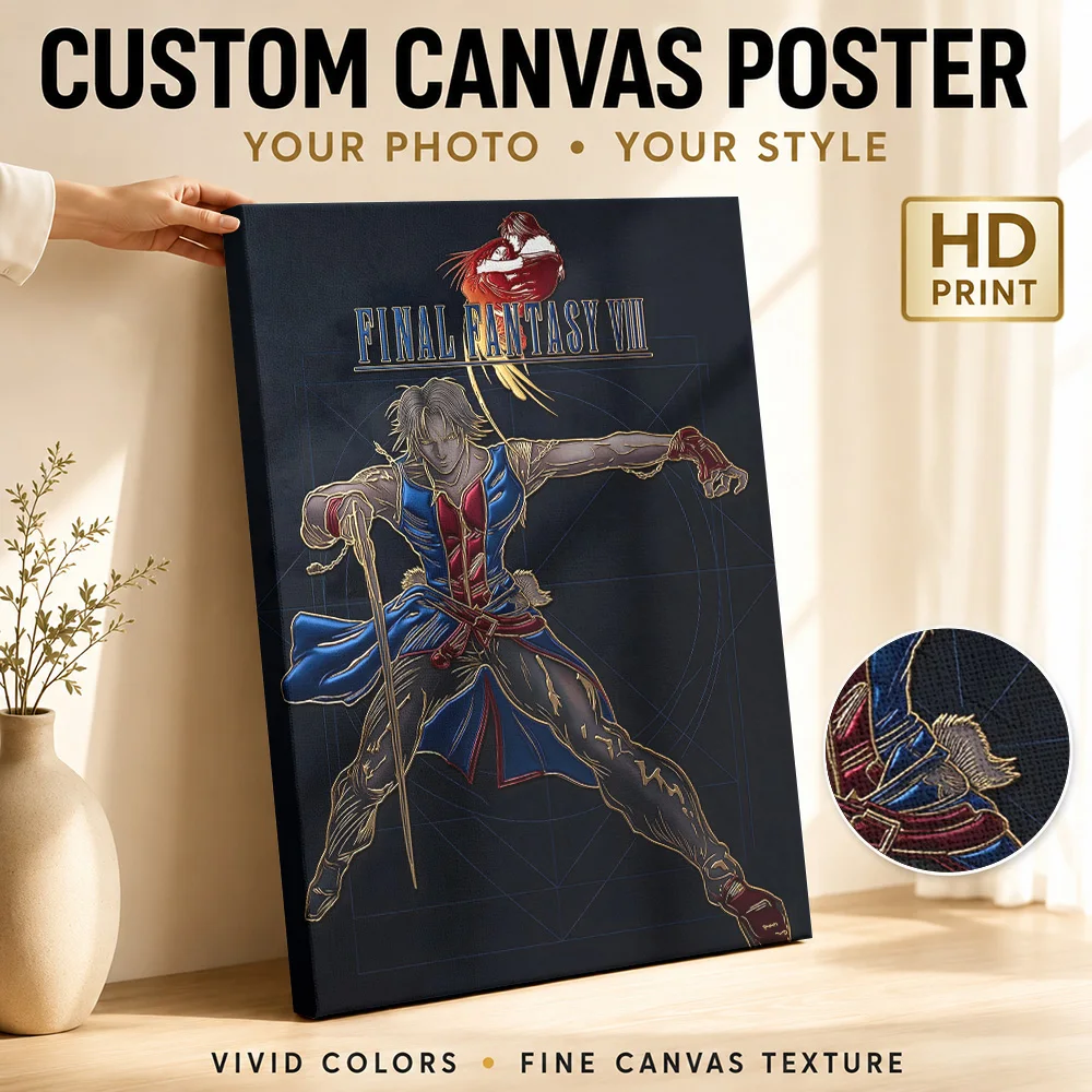 Final Fantasy VIII Artwork Framed Canvas Poster Customized Photo Modern Aesthetic Wall Paintings Decoration for Office Hallway