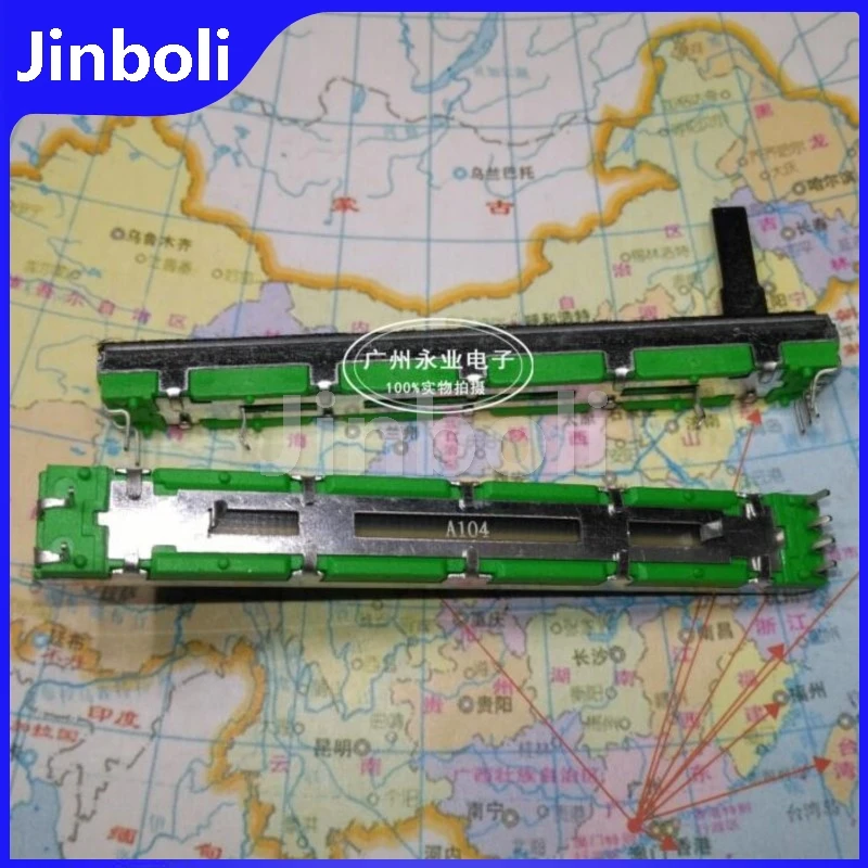 2PCS SC6080GH 75MM Straight Slide Potentiometer Resistor A104 100K Ohm Double 6Pins Mixer Fader A100K Handle Length 15MM
