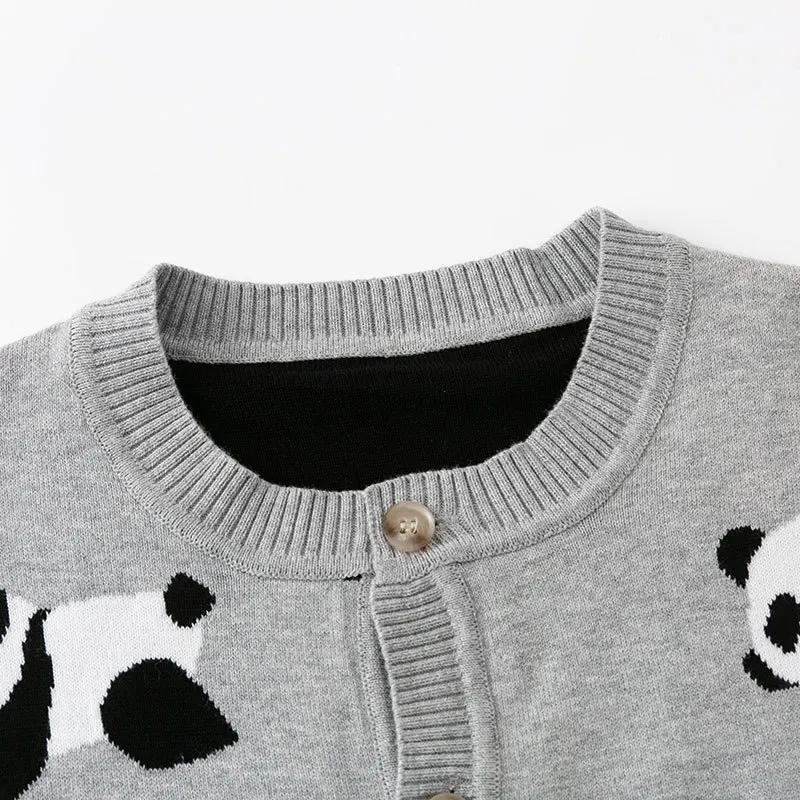 2025 new autumn and winter children's cartoon panda cotton sweater jacket boys and girls baby knitted cardigan
