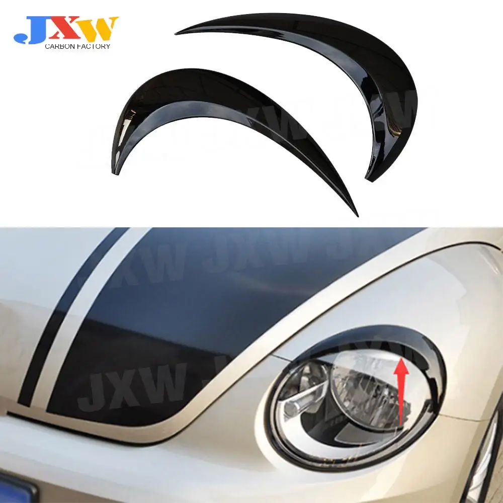 

2 PCS ABS Black Front Headlamp Eyelids Eyelashs Covers For VW Beetle A5 2012 - 2018 Head light Eyebrows Trim Decoration Stickers