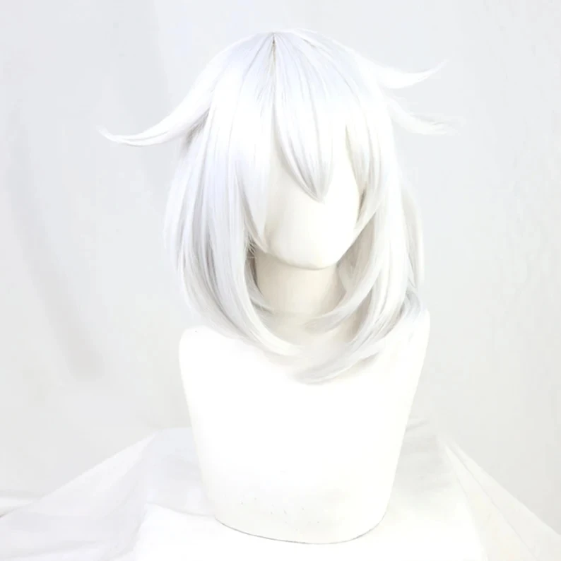 Genshin Impact Paimon cosplay wig White short wig Perfect for Character Transformation Authentic and Hairpiece for Cosplayer