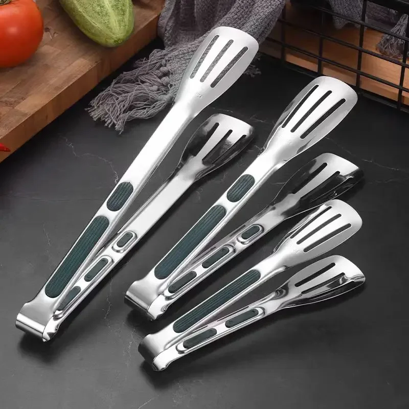 

1pc Non Slip Stainless Steel Food Tongs Meat Salad Bread Clip Barbecue Grill Buffet Clamp Cooking Tools Kitchen