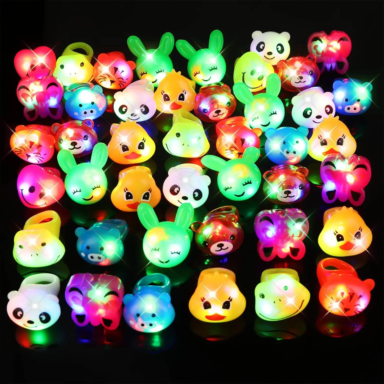 80 Pack Light up Rings for Kids Bulk Glow in the Dark Jewelry LED Flashing Bumpy Rings Finger Rave