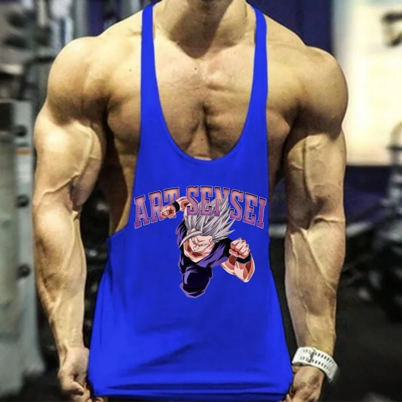 Canotta da palestra senza maniche in cotone da uomo, cinturino stretto Dragon Ball Z con design resistente all'usura per allenamento in palestra e allenamenti estremi