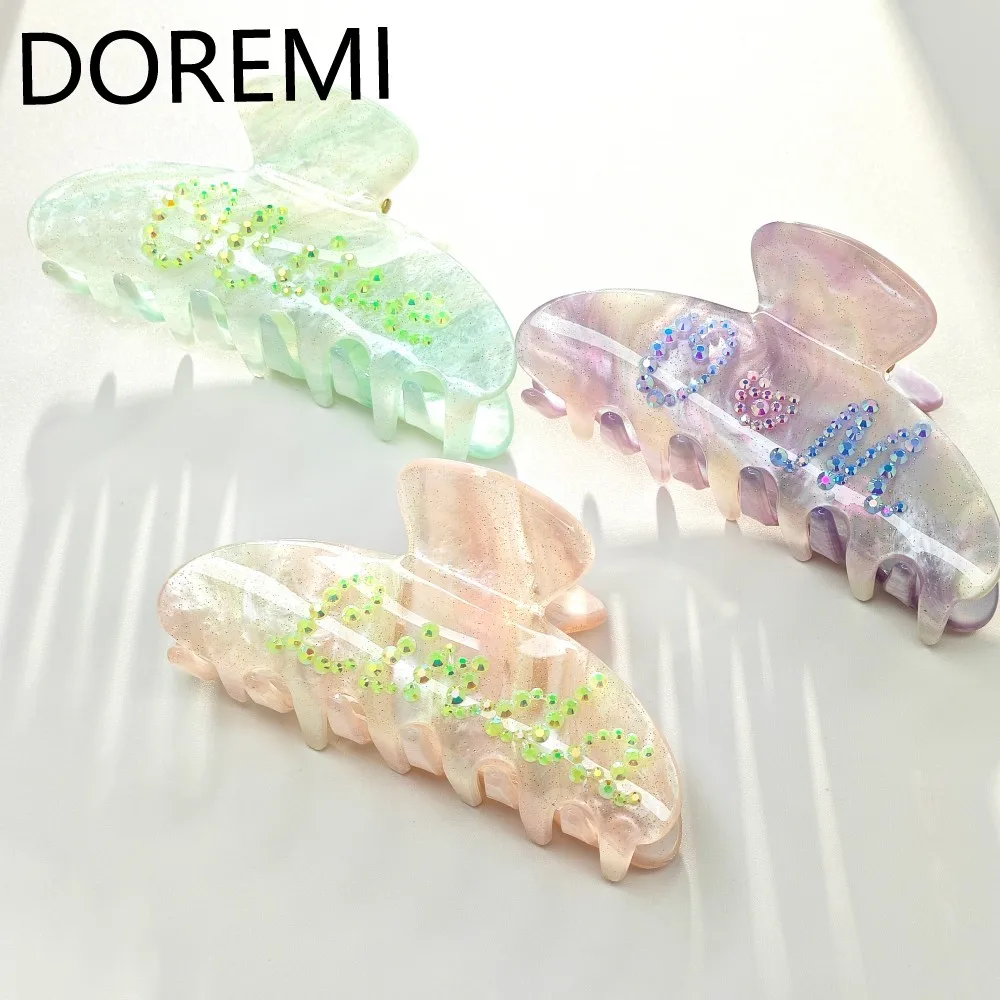 DOREMI Crystal Custom Hairpins Letter Shining Customized Name Hair Clip Shark Clip
