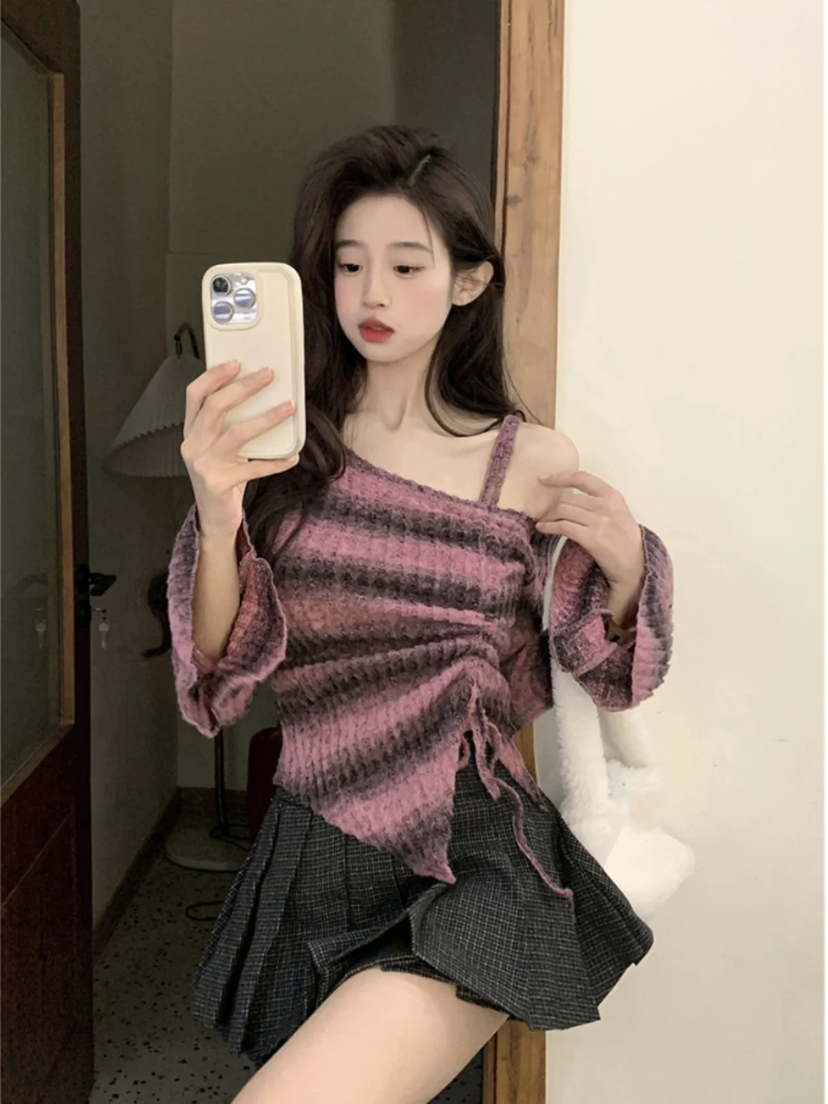 Women Print Pullover Knitted Sweater Harajuku Korean Y2k Long Sleeves Oversize Sweaters Jumper Vintage 2000s Clothes 2024 Autumn