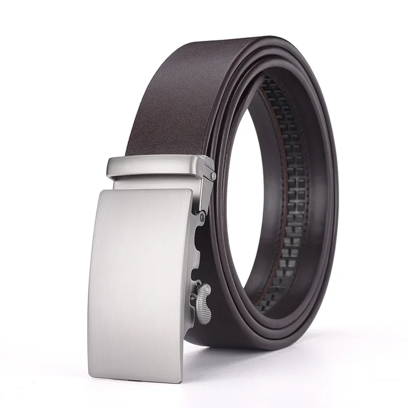 High Quality Genuine Leather Belt for Men Automatic Buckle Adjustable No Hole Jeans Belt