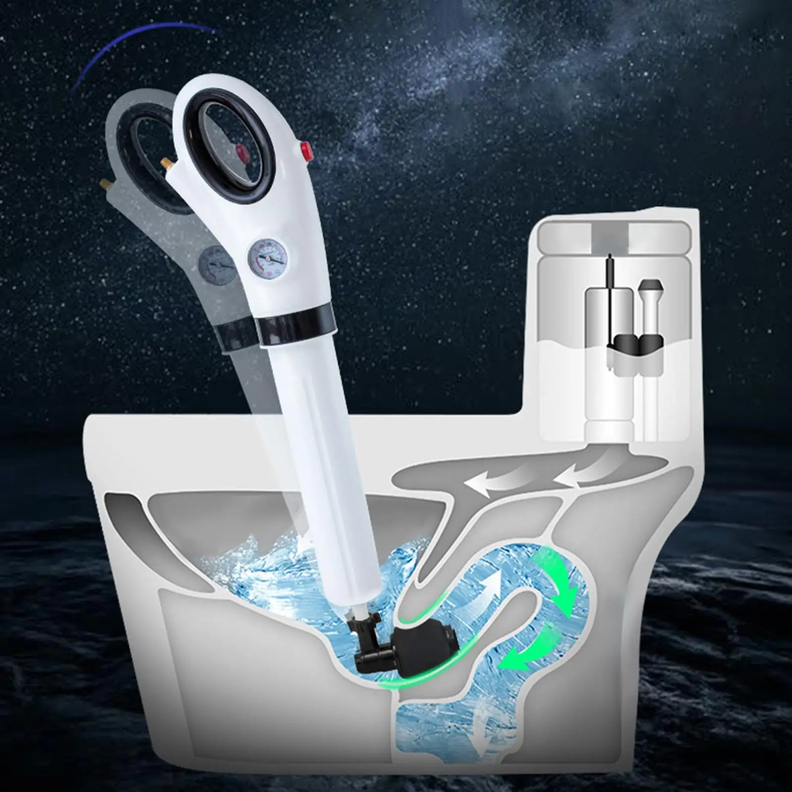 

Плунжерный насос давления воздуха для унитаза, очиститель для удаления засоров, мощный пневматический земснаряд, съемные головки для раковины, ванны, душа