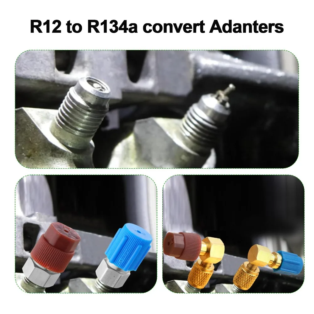 Kit Konversi R12 Ke R134A Adaptor Katup Quick Coupler Tekanan Tinggi/Rendah untuk AC