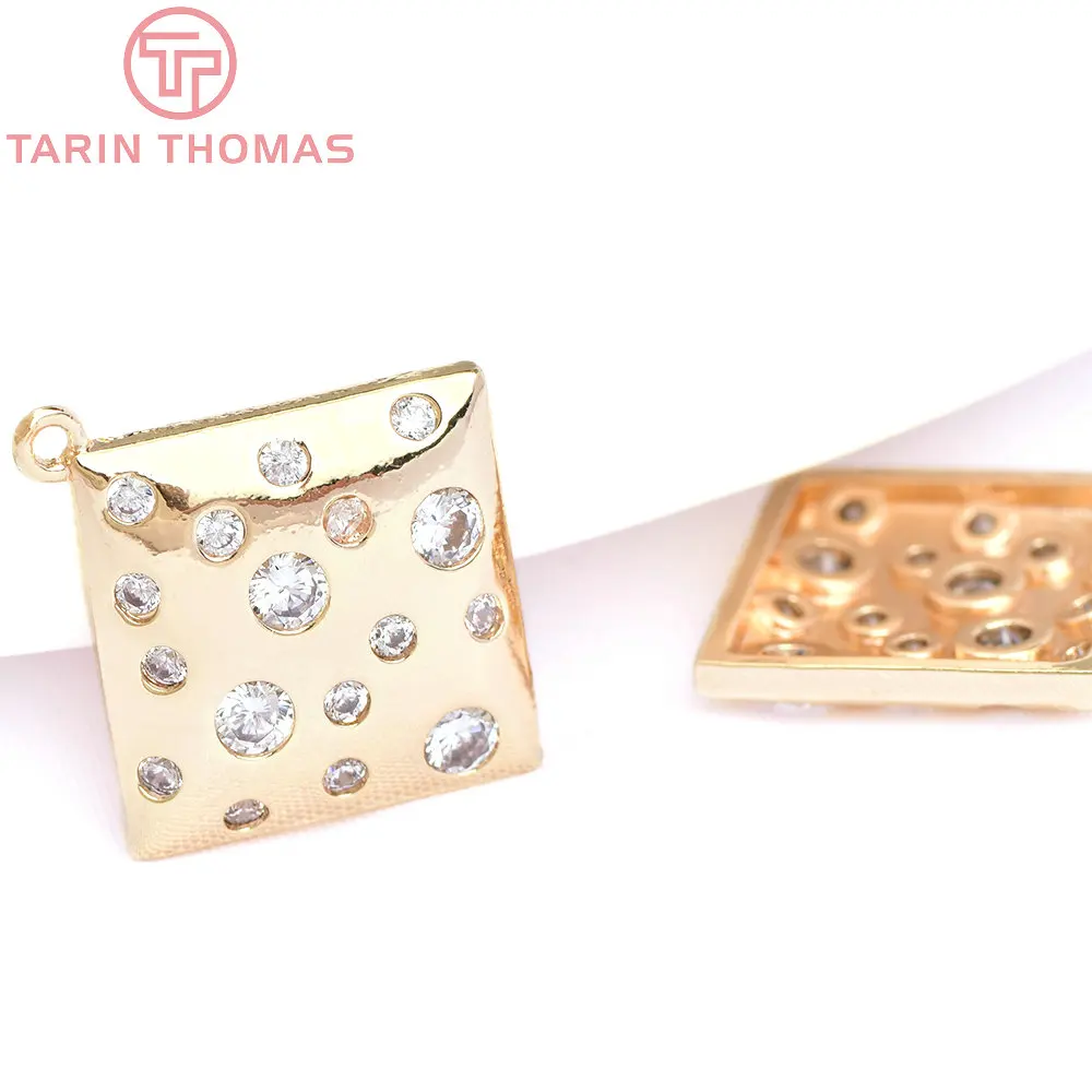 (6220) 4 قطعة 14x13.5 مللي متر 24K الذهب اللون النحاس مع الزركون البيضاوي المعين Charms المعلقات عالية الجودة DIY بها بنفسك صنع المجوهرات النتائج