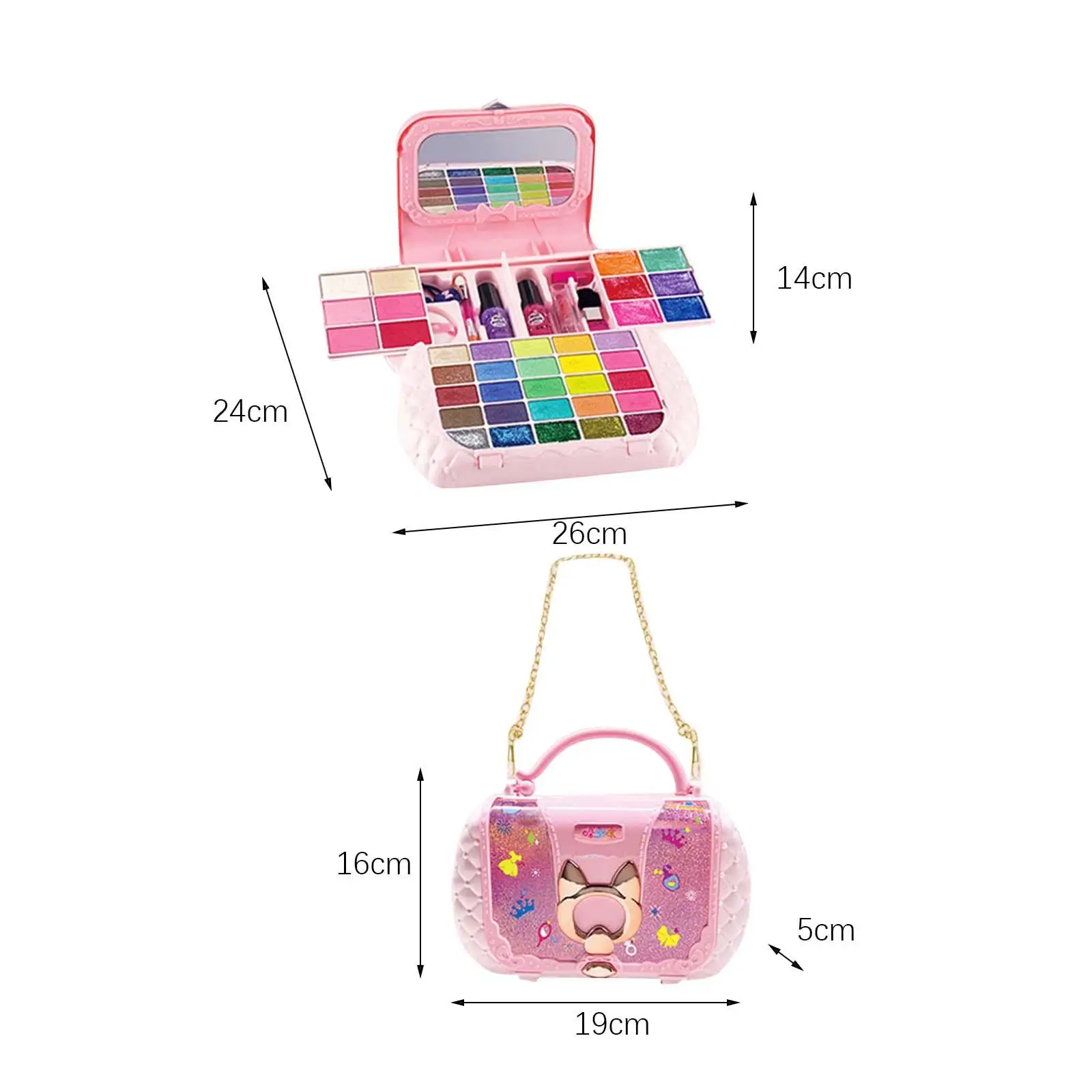 Crianças kits de maquiagem conjunto de maquiagem brinquedo vaidade conjunto meninas brinquedo, dramatização para idades 3 4 5 + crianças presente presente