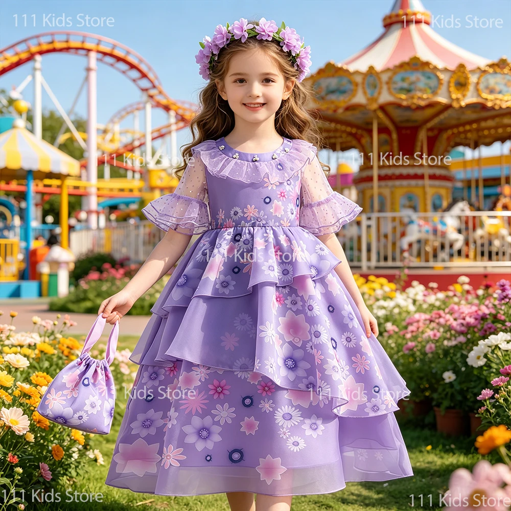 Encanto Cosplay Costumes for Girls Flower Fancy Princess Dress Perform Outfit Children's Birthday Gifts Vacation Summer Dress