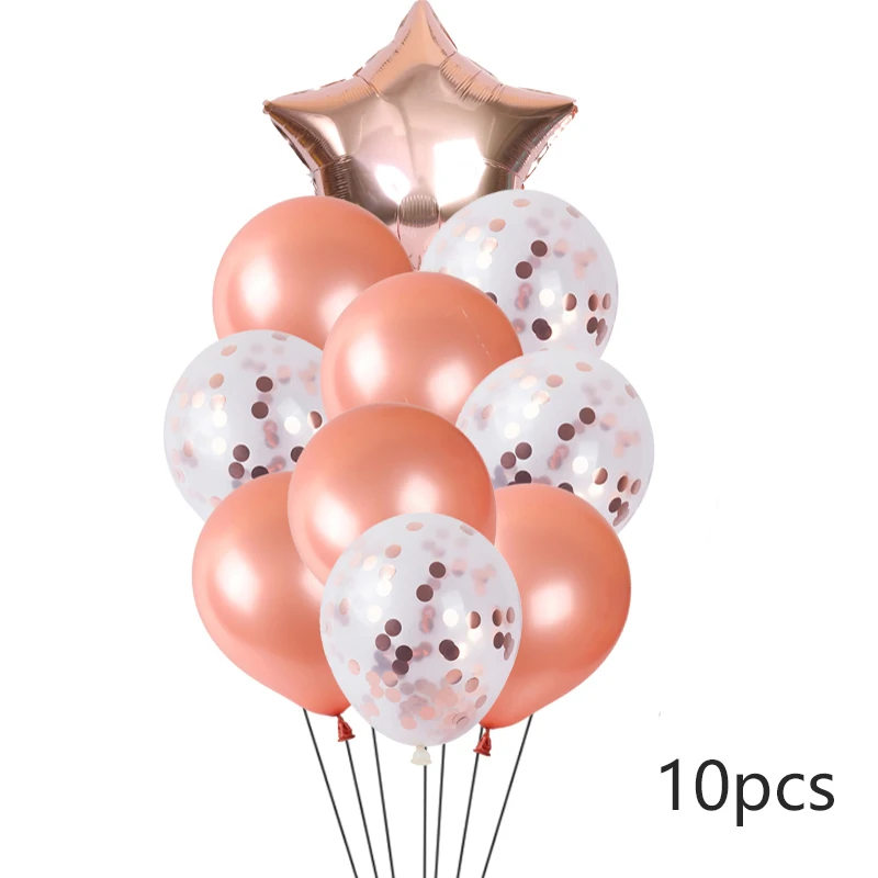 بالونات لحفلات الزفاف وأعياد الميلاد باللون الذهبي الوردي، بالونات من رقائق معدنية لحفلات أعياد الميلاد السعيدة، مستلزمات ديكور حفلات الزفاف والذكرى السنوية