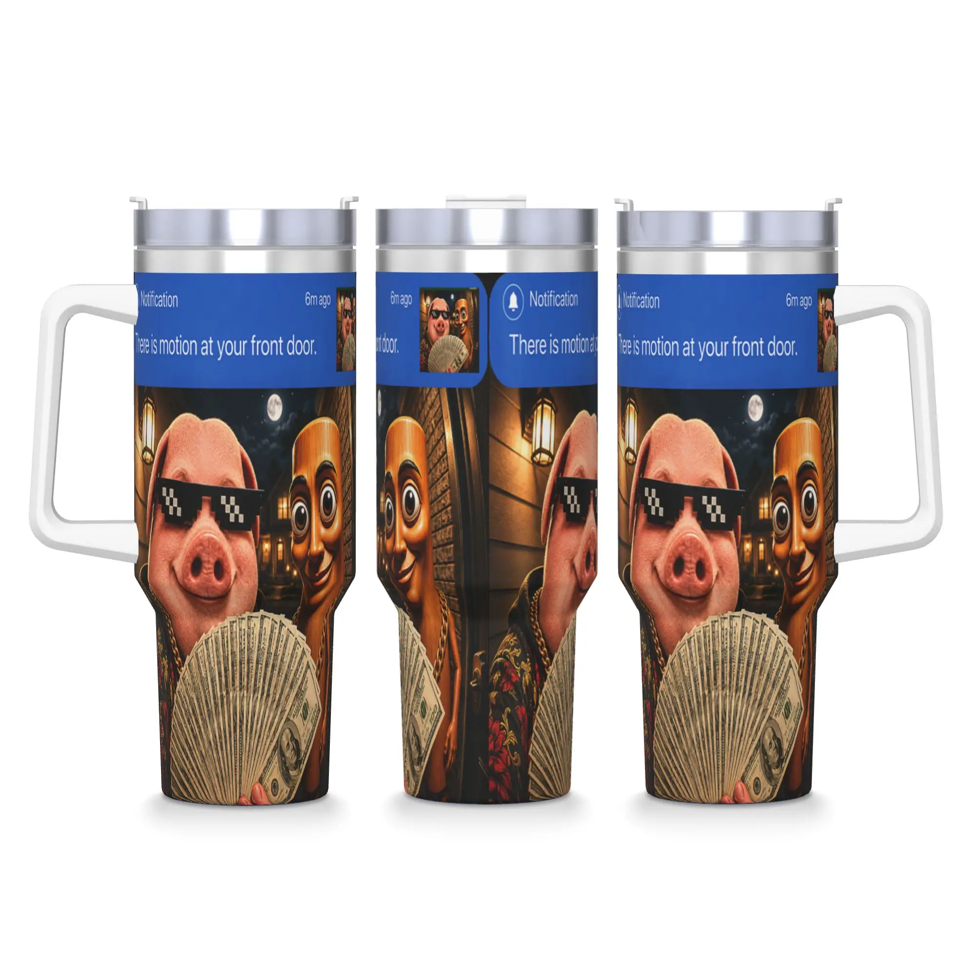 There is Motion at Your Front Door Tung Tung John Pork Tumbler Cold Drink Water Bottle Leakproof Stainless Steel Thermal Mug