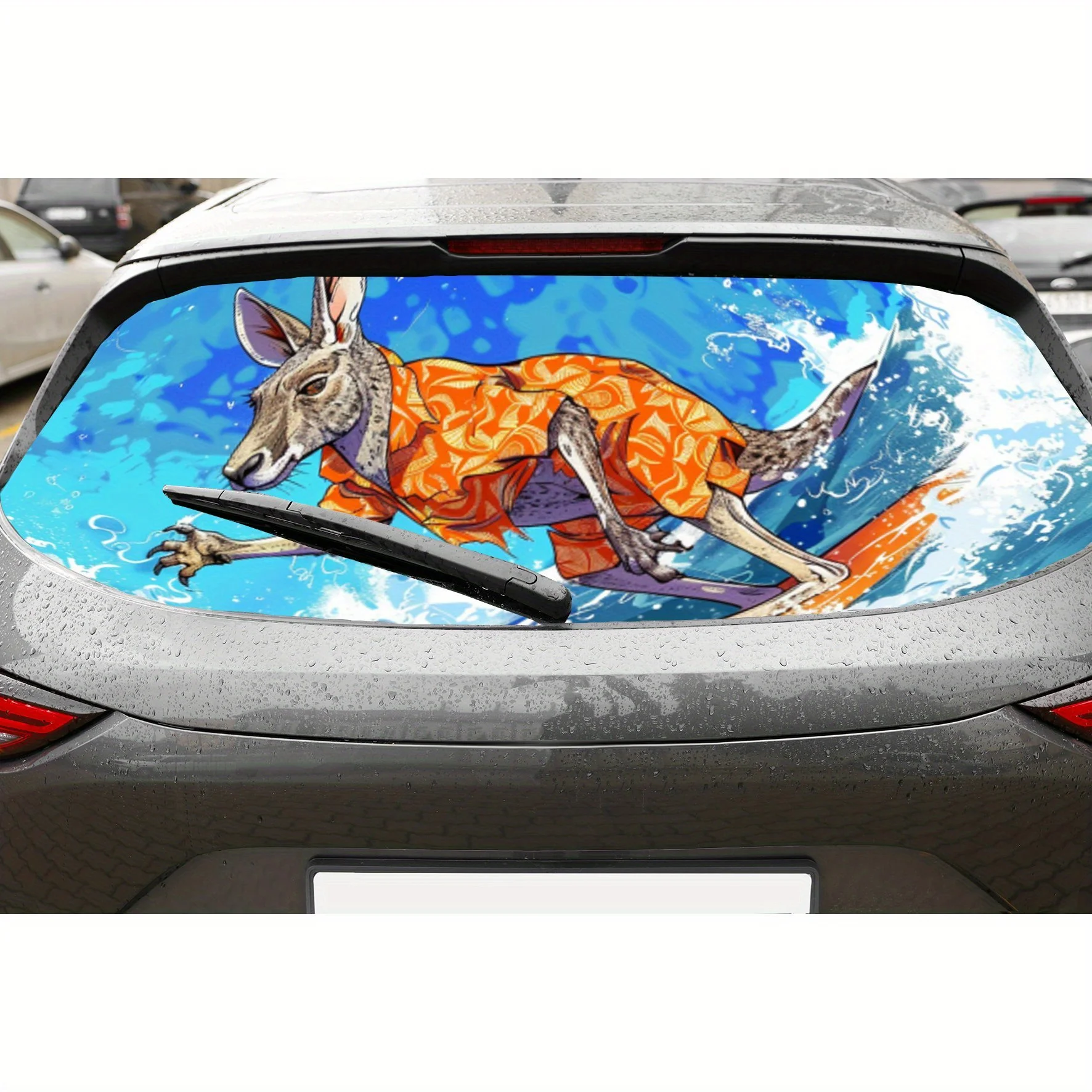 

Виниловые наклейки на заднее окно автомобиля «Кенгуру» для серфинга, художественная наклейка на заднее окно автомобиля, самоклеящаяся водонепроницаемая наклейка на заднее окно,gen