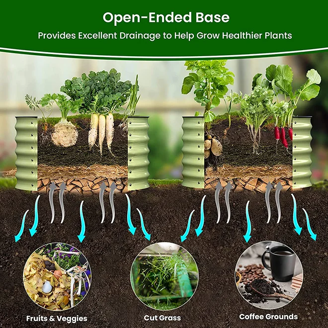 Dropship 60*60*28cm Round Metal Raised Garden Bed Patio Planter Raised Beds Outdoor Garden Planter Box for Vegetable Flower Herb
