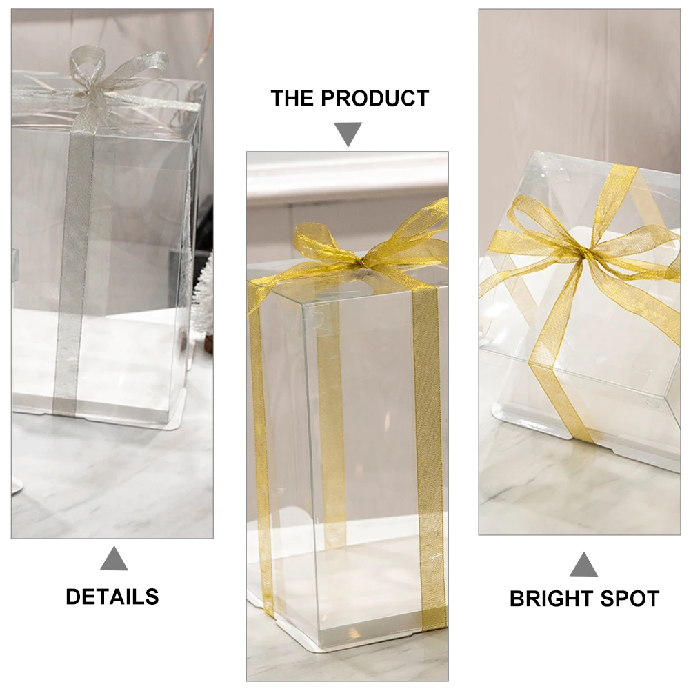 

Birthday Cake Box Holder Baking Container Food Packaging Boxes Transparent Storage Carrier Wrapping Case Square Packing