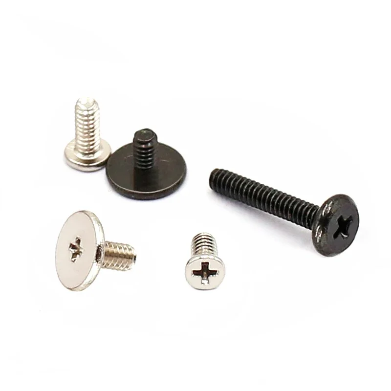 100pcs M1.6 M1.7 Flat Thin Head Phillips Cross Machine Screw Hardening Micro Screws Length 1.7/3/4/5/6/7.5/9mm