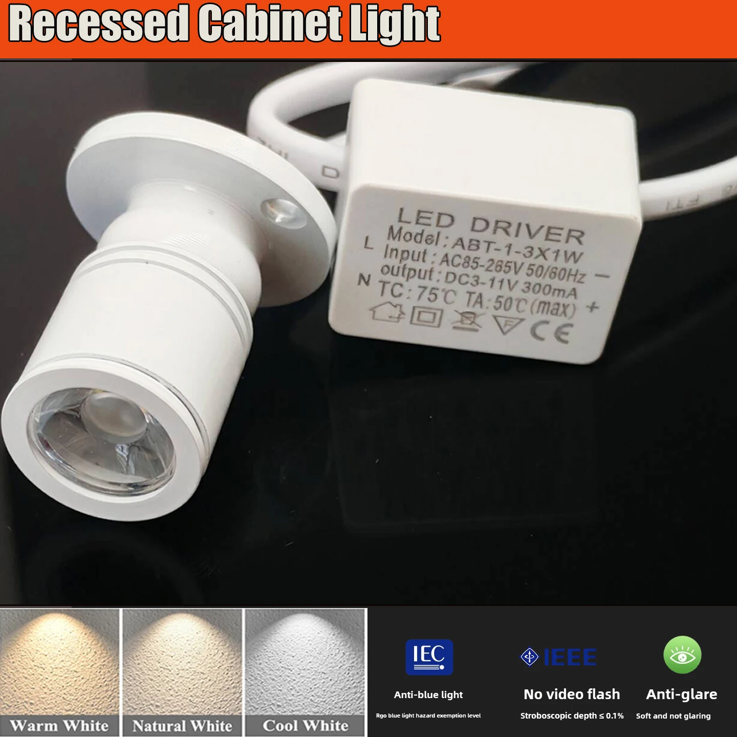 

Modern 3W Mini LED Spot Light for Cabinet Display, Dimmable Recessed Downlight IP20 110V 220V, Indoor Lighting for H