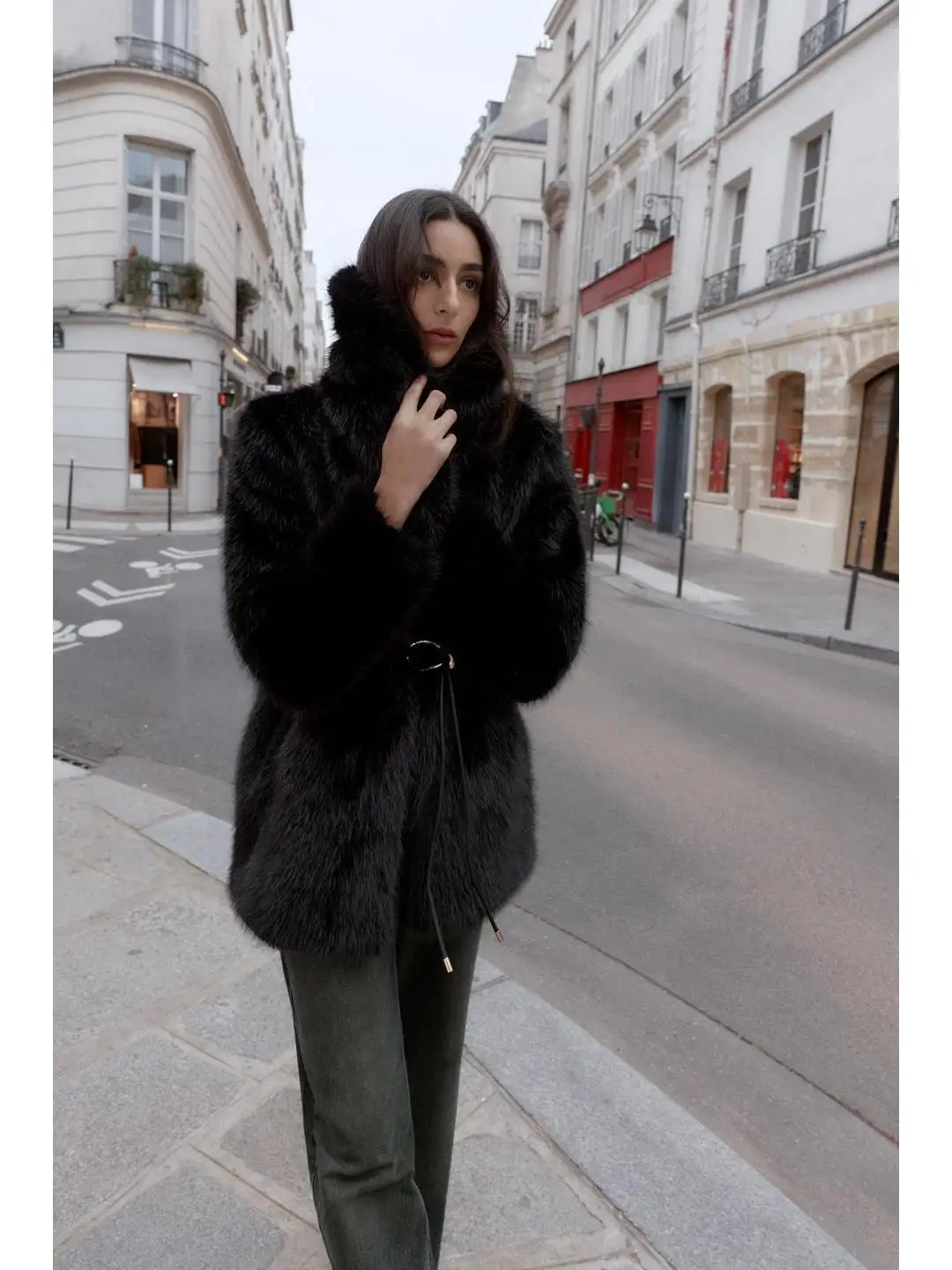 Ele kunstbont effect jas met riem bovenkleding voor dames herfst winter faion trend dames ort jaets jassen