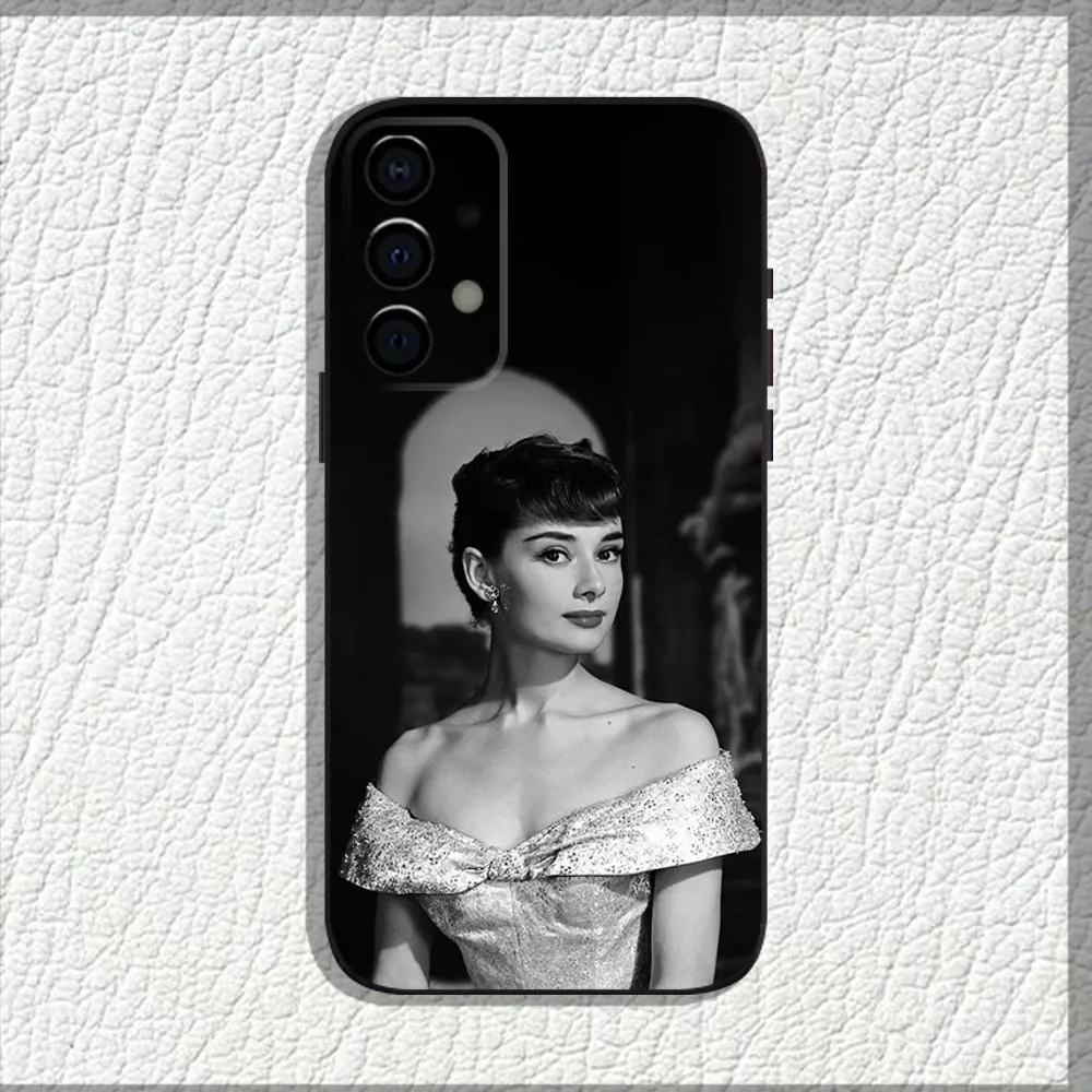 Aktor a-audrey casing ponsel h-hepburn, pelindung ponsel hitam lembut untuk Samsung Galaxy A13,A21s,A22,A31,A32,A52,A53,A71,A80,A91