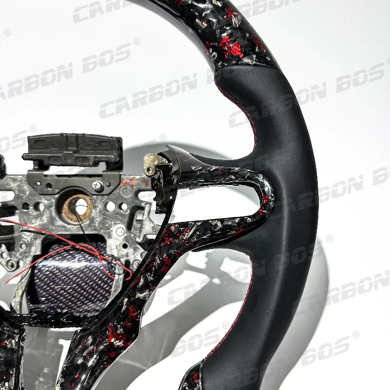 

Suitable Real Red Forged Carbon Fiber Steering Wheel with Smooth Leather 8th 9th 10th 2001 2005 2008 2012 20
