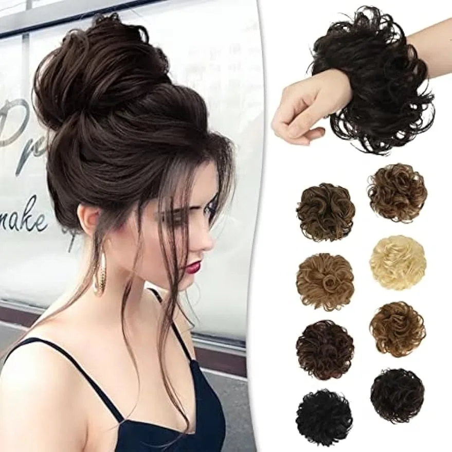 Synthetic  Hair Piece Hair Messy Rose Bun Hair Buns Hair Piece for Women Real Hair Scrunchies Updo Hair Pieces Bun Extensio