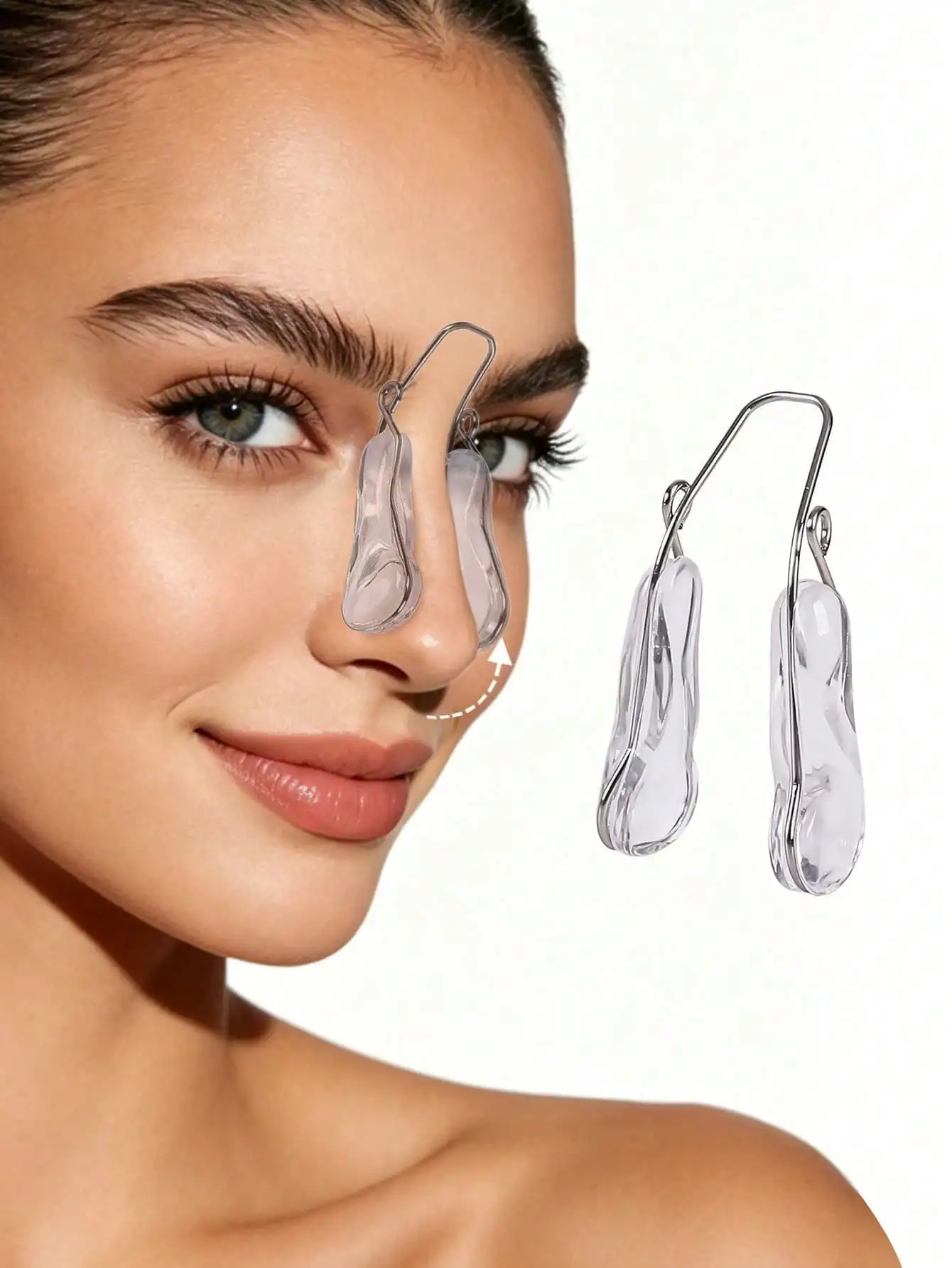 3-Piece Nose Shaping Tool Set - Nasal Bridge Tensioner, Soft Silicone Nose Clip, Painless Nose Clip, Slimming Nose Tool, Nose Sh