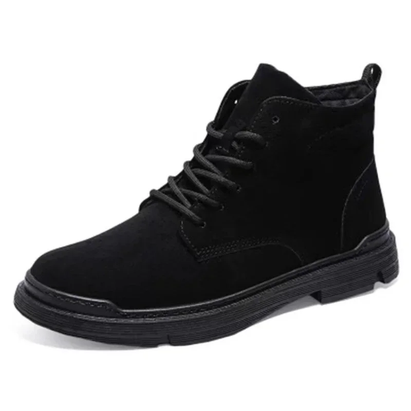 New Warm Men Shoes High Top Work Boots Outdoor Fashion Warm Snow Anti Slip Shoes Travel Comfortable Wear-Resistant 2024