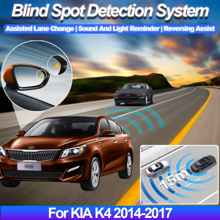 for KIA K4 2014-2017 BSD BSM blind spot Radar detection system 24GHZ Microwave Sensor BSA Mirror light alarm