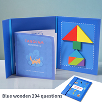 Montessori Wooden Jigsaw Magnetic Tangram Puzzle Book Educational Toys For Kid Learning Logical Game Geometric Shape Block