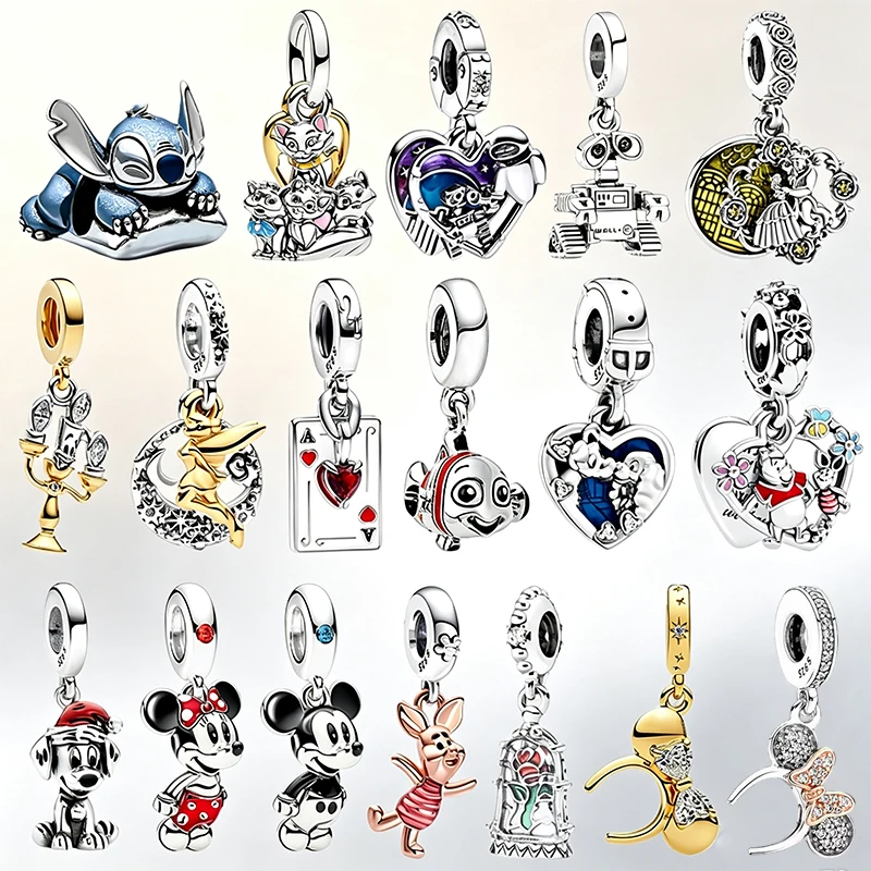 925 Silver Golden bow apple mouse Charms Beads Fits Original Bracelet Necklace Womens DIY festival Party Jewelry Gifts