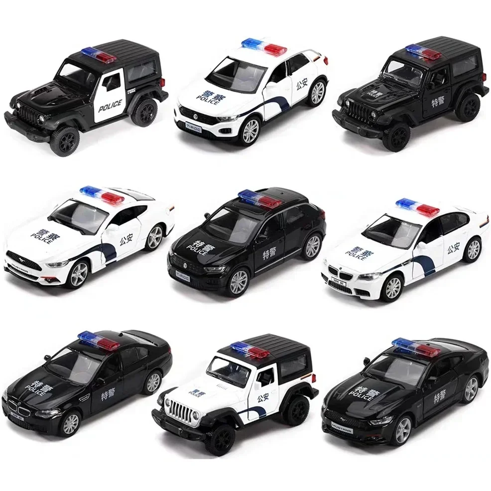 5 Inch Metal Car Chinese Police Car M5 Ford Mustang Simulation Diecasts & Toy Vehicle RMZ city 1:36 Alloy Model Gifts For Kids