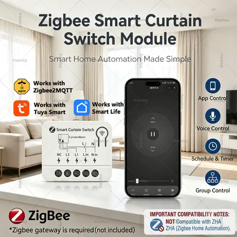 Mini Zigbee Curtain Switch Module Smart Life Roller Blinds Shutter Relay Switch Alexa Google Voice Control For TUYA Zigbee2MQTT