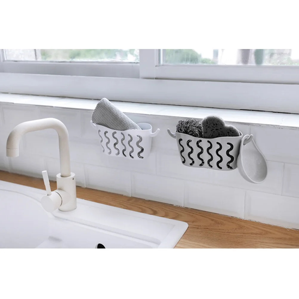 

Hanging Suction Cup Kitchen Basket Plastic Drain Rack Storage Baskets Sponge Holder Bathroom Smooth Walls Reusable Save Space