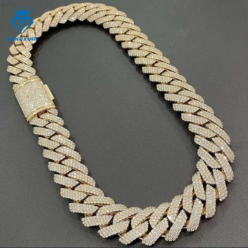 High Quality Cubana Hip Hop Jewelry 18mm 925 Sterling Silver Vvs Moissanite Diamond Iced Out Cuban Link Chain Necklace for Me