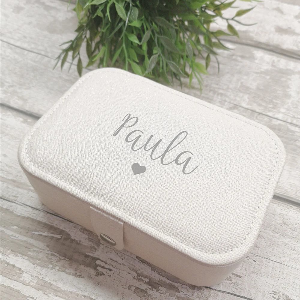 

Personalised Jewellery Box Travel Case Custom Your Name Bride Bridesmaid Gift Necklace Ring Jewellery Organizer Gift For Her