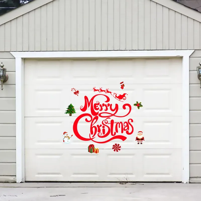

Merry Christmas Magnetic Garage Door Sticker Holiday Decorative Car Fridge Sticker Peel And Stick Wall Decal
